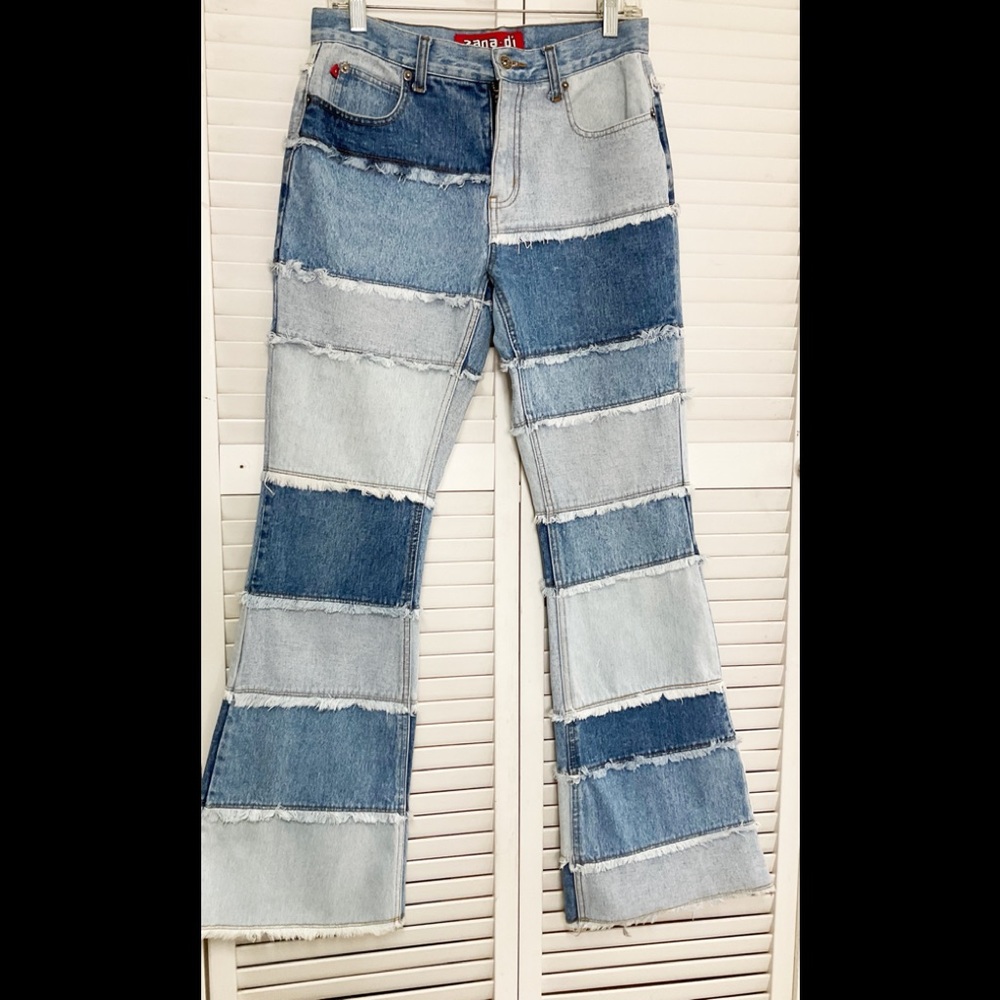 vintage 90s patchwork jeans by Zana Di Bottom Flare  30 Waist